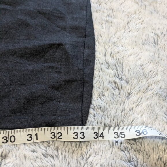 NEW Rough Linen Touch 100% Linen Pants Black Wide Pull On Elastic Large - Picture 8 of 10